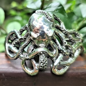 BULKY OCTOPUS Bracelet 925 Sterling Silver Octopus Cuff Ocean Sea Creature Animal Talisman Exclusive Gift Adjustable