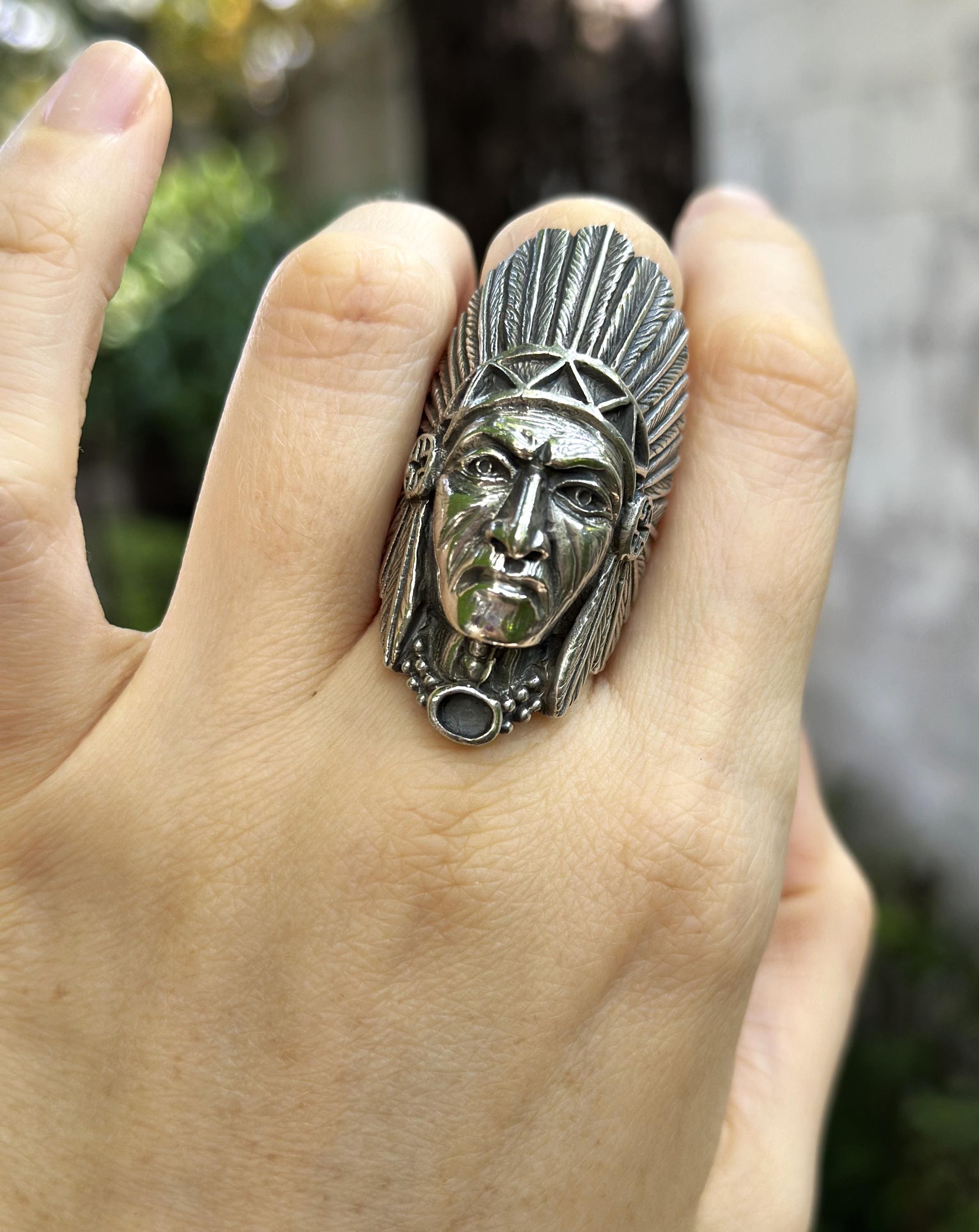 American Indian Ring 925 STERLING SILVER Indian Tribal Chief