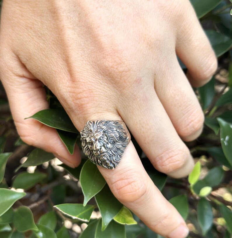 Lion Ring 925 STERLING SILVER Massive LION Head Royal Power Leo Lion King Royal Talisman image 19