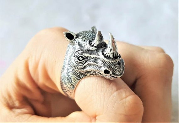 Rhinoceros Ring STERLING SILVER 925 Rhino Ring Totem African