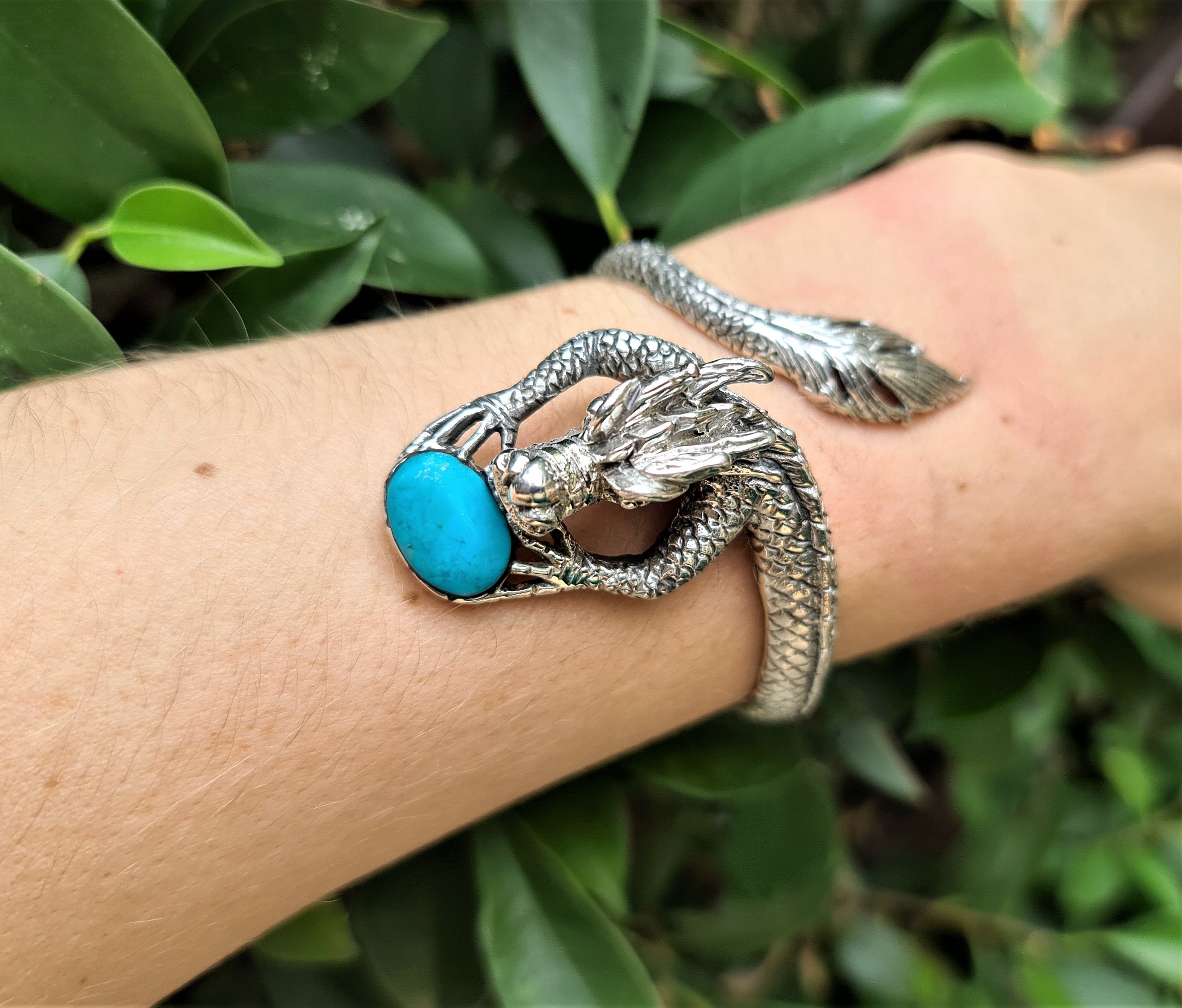 Dragon Bracelet STERLING SILVER 925 Turquoise Chinese Dragon Dragon Bracelet STERLING SILVER 925 Turquoise Chinese Dragon