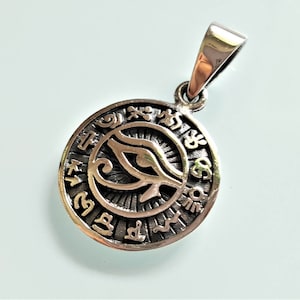 Eye of Ra Pendant STERLING SILVER 925 Ancient Egyptian Hieroglyph Symbols of Life Sacred Symbols