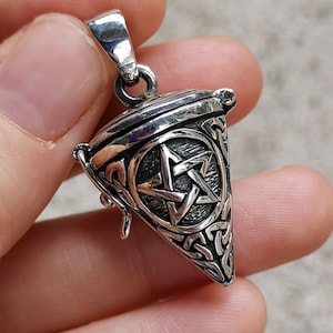 Pentagram Locket Pendant 925 Sterling Silver Star Trinity Celtic Knot Sacred Symbols Talisman Protective Amulet Occult Secret Compartment