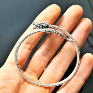Ouroboros Bracelet STERLING SILVER 925 Dragon eating Tail Ancient Symbol Talisman Amulet Good Luck image 10