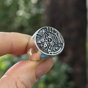 Tetragrammaton Ring 925 Sterling Silver Sacred name of God Solomon Seal Ancient Sacred Symbols Spiritual Talisman Protective Amulet