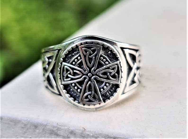 Celtic Cross Ring 925 Sterling Silver Trinity Celtic Knot Sacred Symbol ...