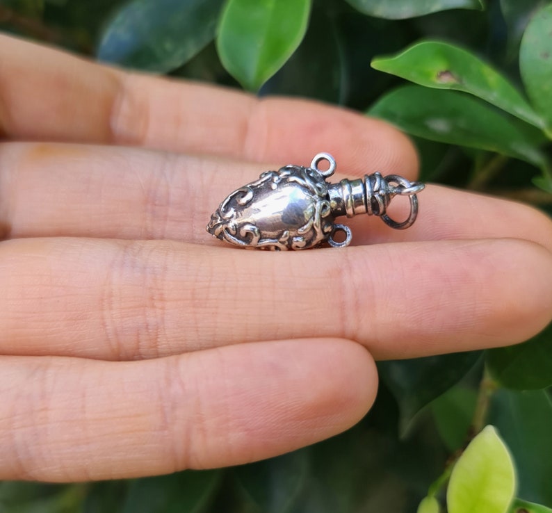 Perfume Bottle Pendant STERLING SILVER 925 Amphora Shape Locket Fragrance Perfume/Essential Oil 3D Locket/Pendant Minimalist Urn image 8