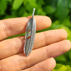925 Sterling Silver Feather Pendant - Etsy