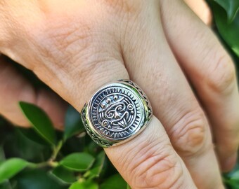 マヤ暦リング スターリングシルバー925 太陽暦 アステカ暦 神聖な