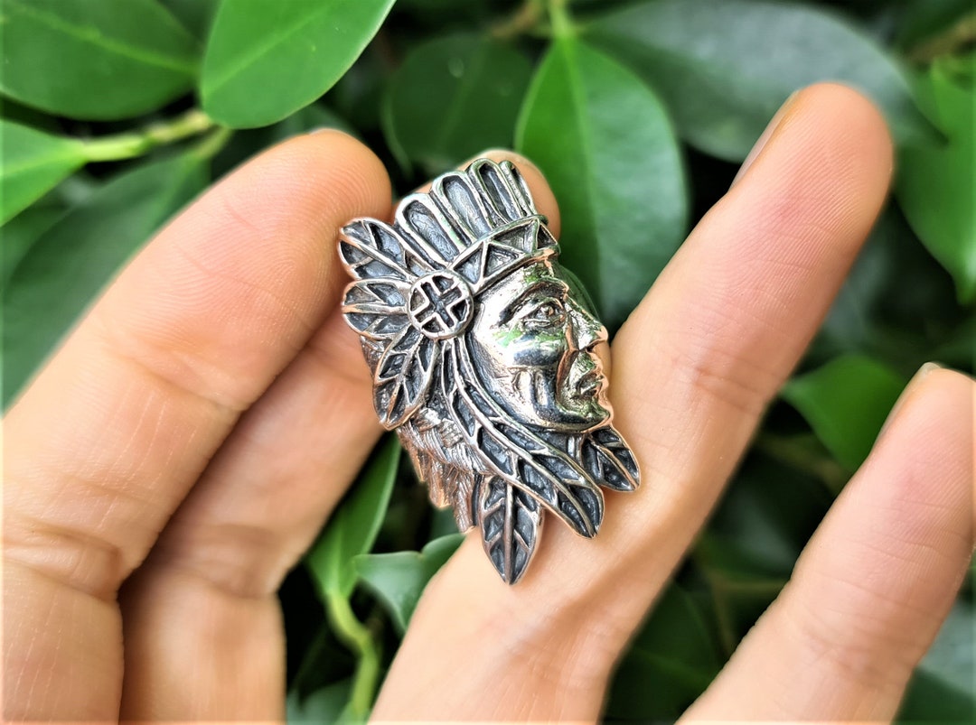 American Indian Ring STERLING SILVER 925 Tribal Chief Profile