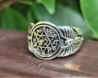 Star of David Ring 925 STERLING SILVER Hexagram Solomon Seal Hermetic Sacred Symbols Occult Talisman Protective Amulet Shield of David