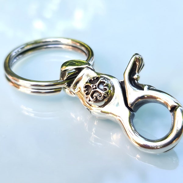 Porte-clés STERLING SILVER 925 Gothic Cross Key Ring Cadeau pour lui 30 Grammes