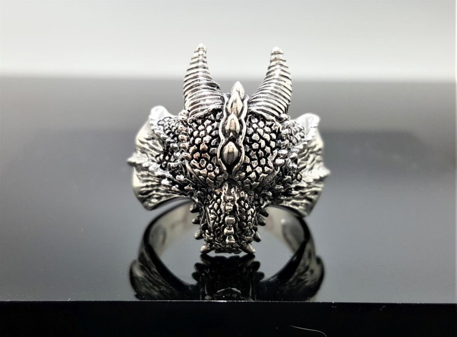 Celtic Dragon Ring Sterling Silver 925 Medieval Dragon Draco Etsy UK
