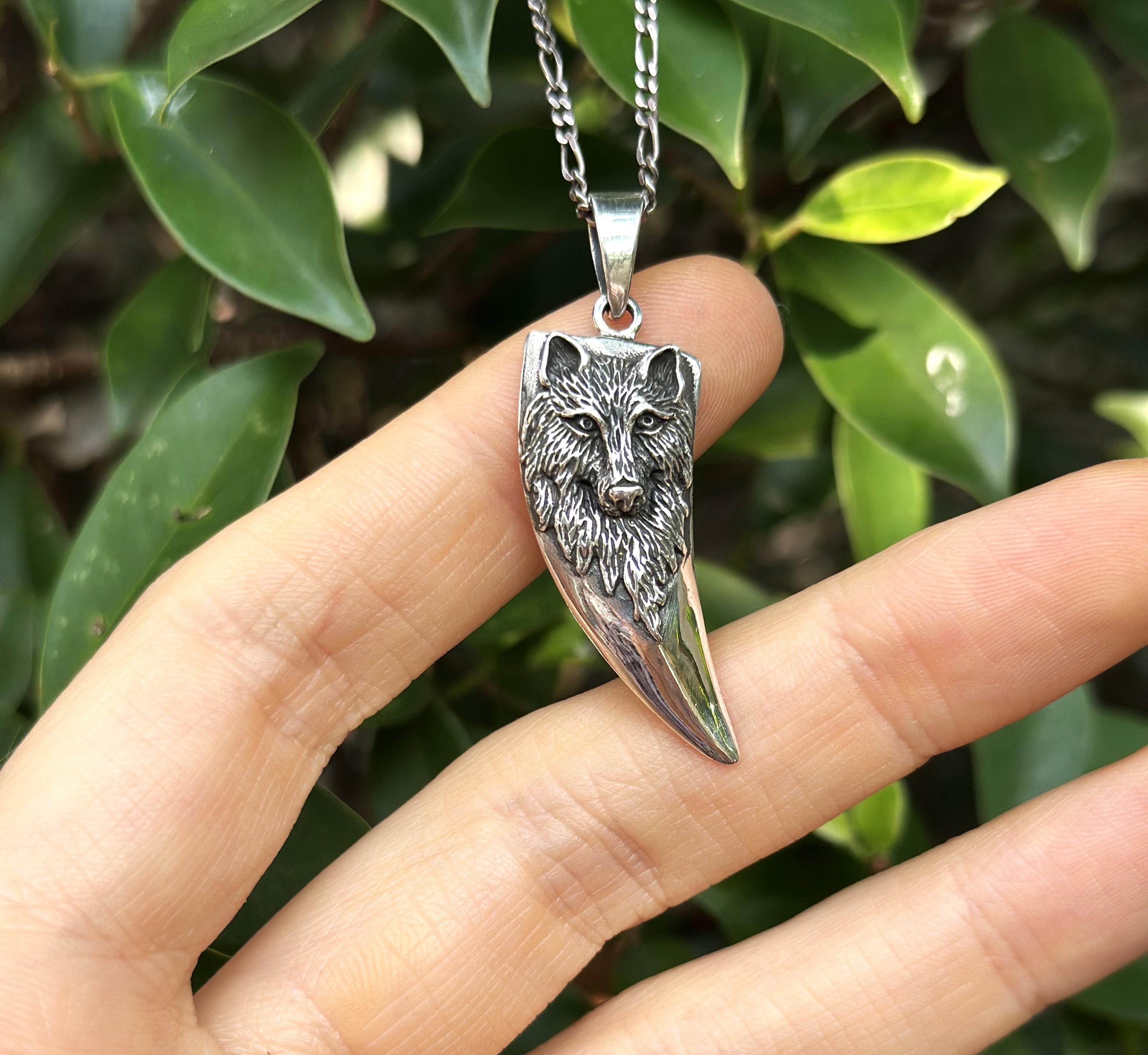 Wolf Fang Claw Pendant 925 STERLING SILVER Viking Wolf Warrior