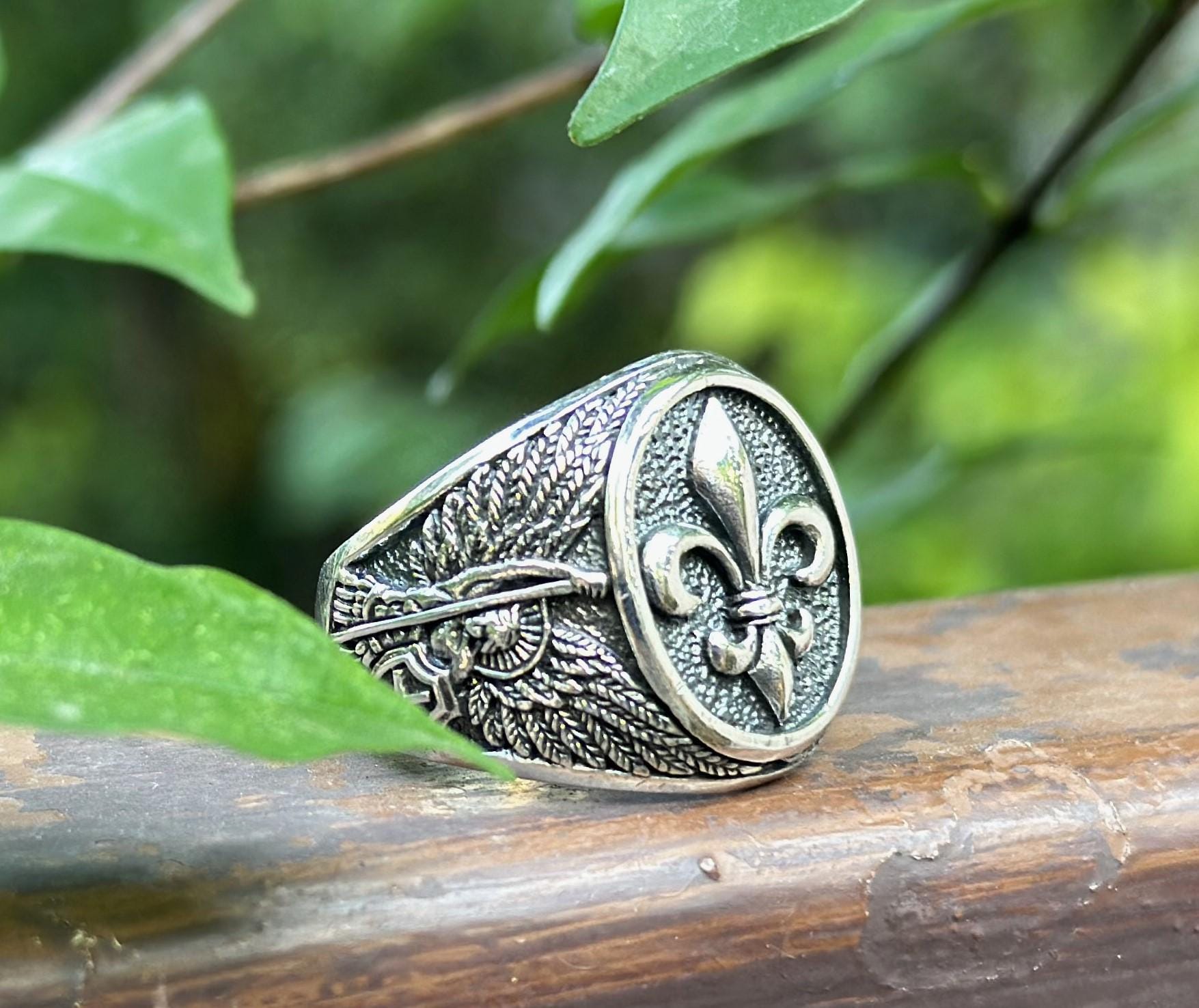Fleur De Lis Ring 925 STERLING SILVER Royal Lily Archangel Michael