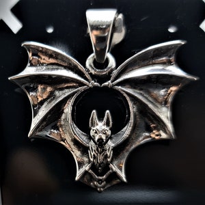 Bat Pendant STERLING SILVER 925 Vampire Gothic Rock Biker Exclusive Unique Design