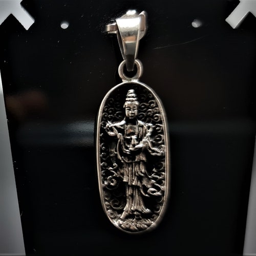 Buddha Pendant Quan Yin Pendant W/ Blessing Water - Bronze