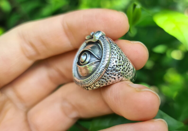 All Seeing Eye Ouroboros Ring STERLING SILVER 925 Snake Eating Tail Talisman Amulet Ancient Symbol Eye of Providence Heavy 20 grams image 7