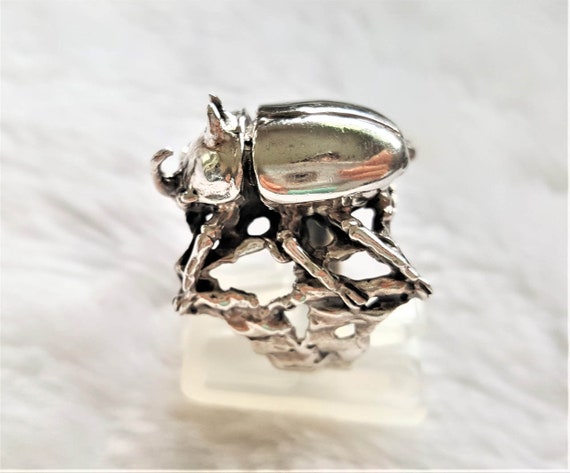 Rhinoceros Beetle Ring STERLING SILVER 925 Stag Beetle Symbol of