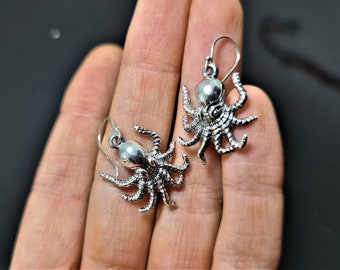 OCTOPUS Earrings 925 Sterling Silver Ocean Sea Animal Large Octopus Tentacles Cute Exclusive Gift