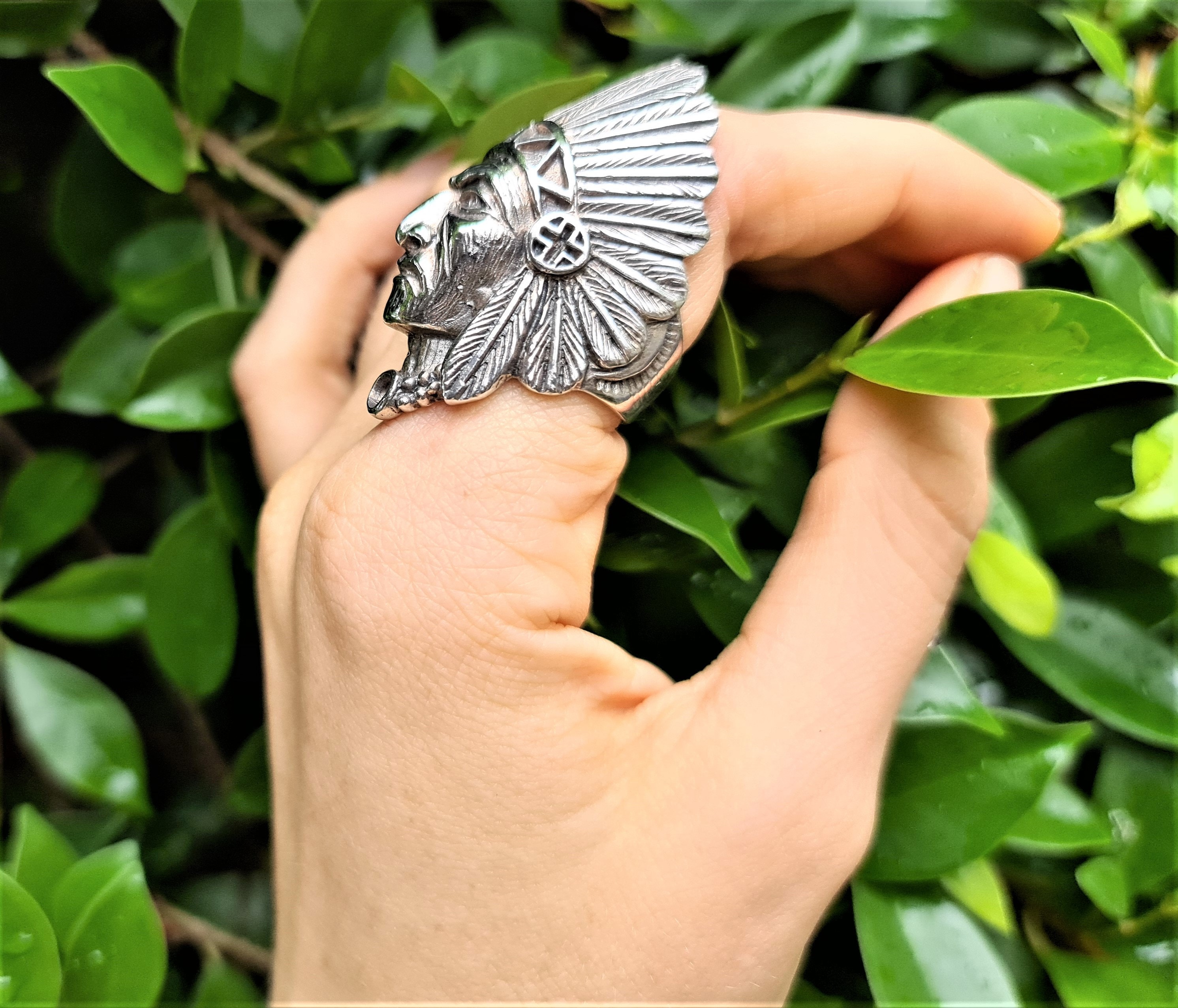 American Indian Ring 925 STERLING SILVER Indian Tribal Chief