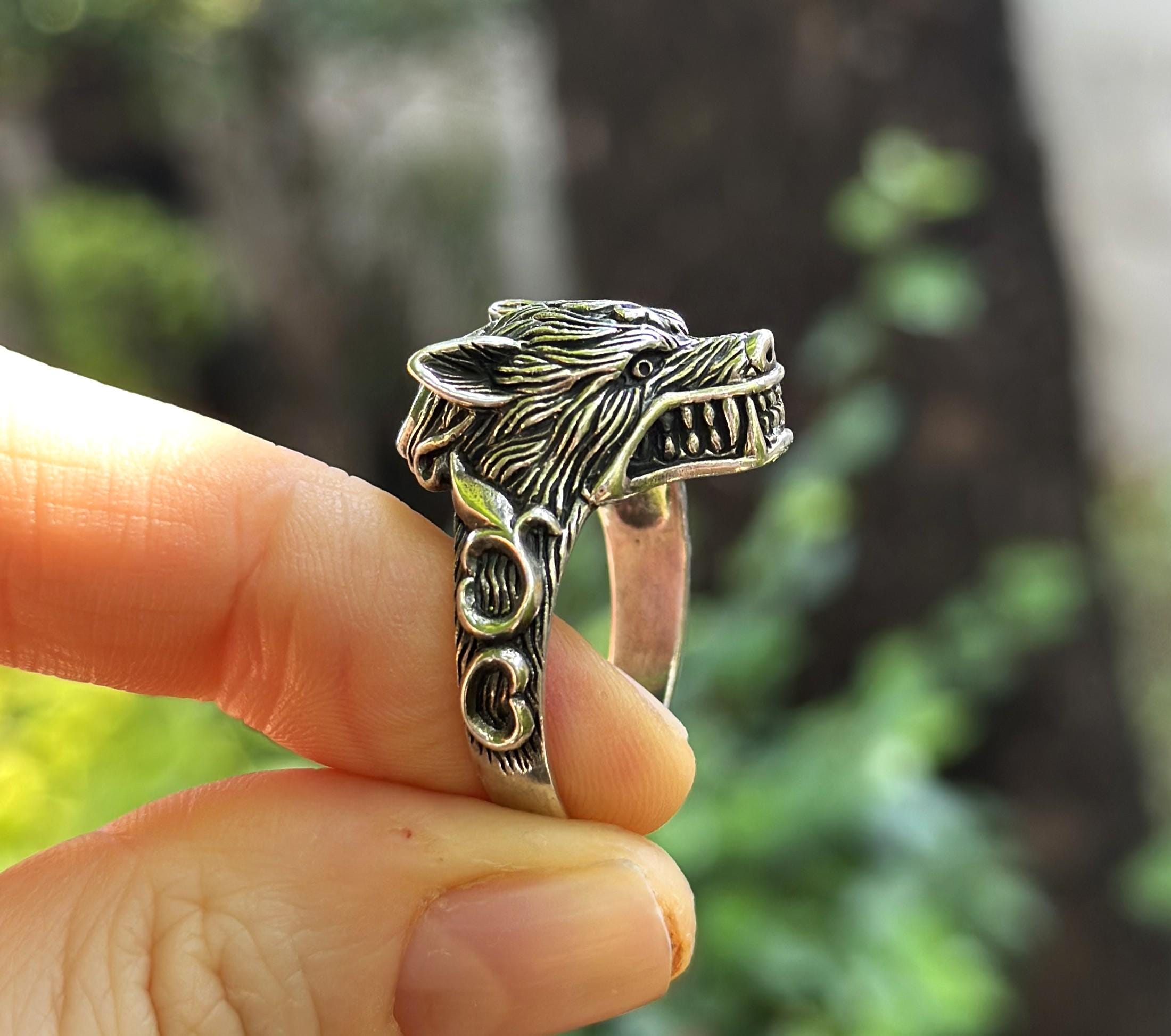 Wolf Ring STERLING SILVER 925 Totem Animal Talisman Amulet - Etsy