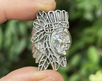 American Indian Ring STERLING SILVER 925 Tribal Chief Profile