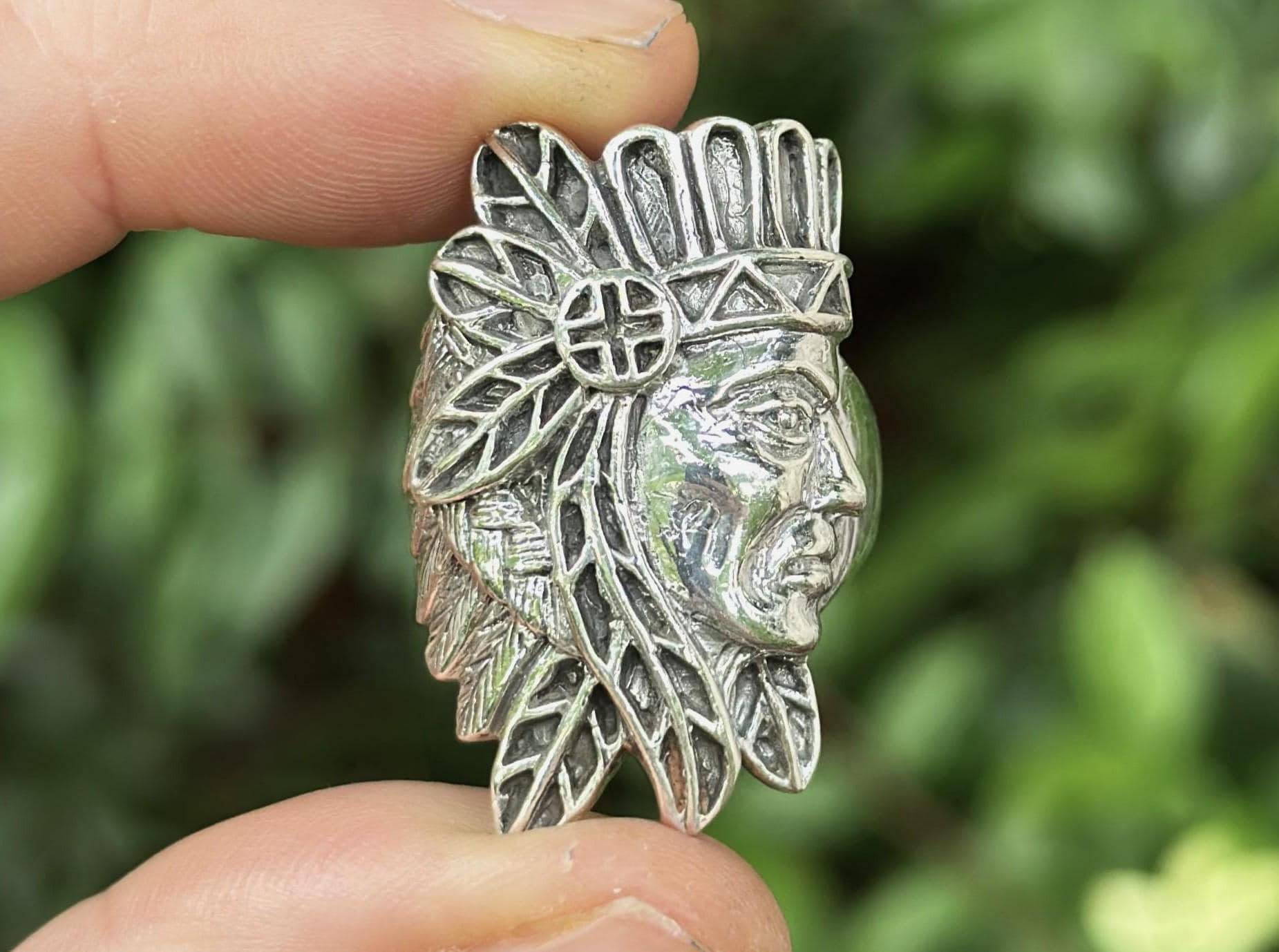 American Indian Ring STERLING SILVER 925 Tribal Chief Profile