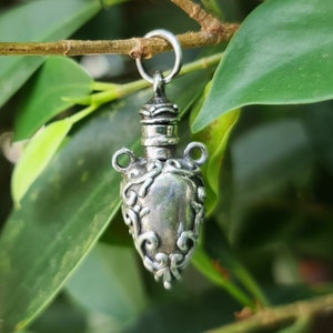 Perfume Bottle Pendant STERLING SILVER 925 Amphora Shape Locket Fragrance Perfume/Essential Oil 3D Locket/Pendant Minimalist Urn image 3
