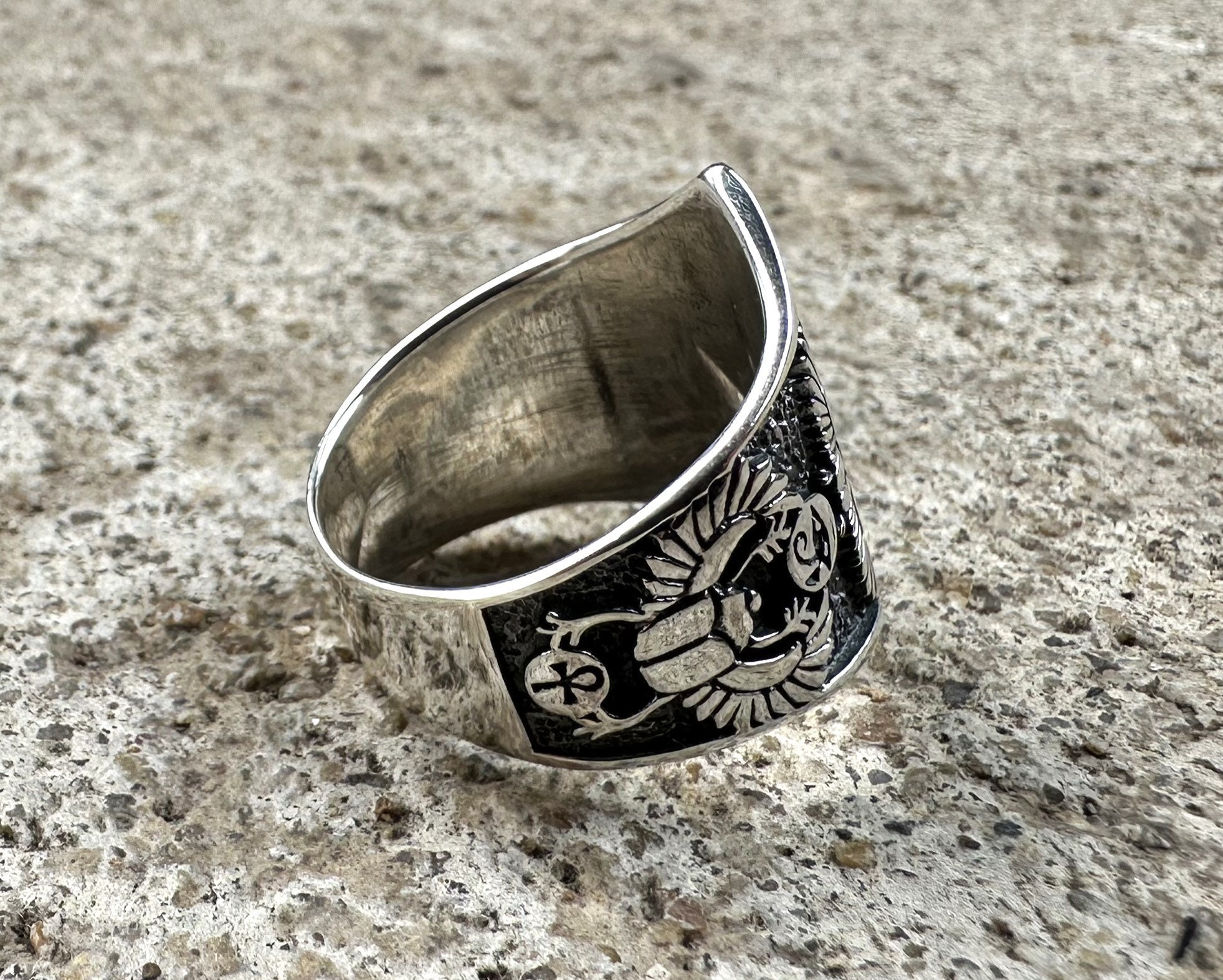 偉大なトート神のリング スターリングシルバー 925 古代エジプトの月と