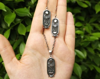 Scarab Pendant 925 Sterling Silver Scarab Earrings Khepri God of Egypt Winged Scarab Egyptian Deity Sacred Symbol Talisman Amulet