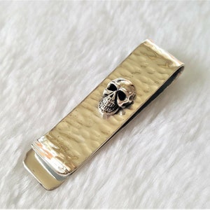 Skull Money Clip STERLING SILVER 925 Card Holder Wallet Biker Roker Fathers Day Graduation Gift for Male Birthday Gift for Him 22 grams