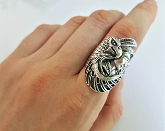 Native Indian Eagle Ring STERLING SILVER 925 Eagle Totem Protector American Indian Talisman Amulet Feather Free Spirit Handmade