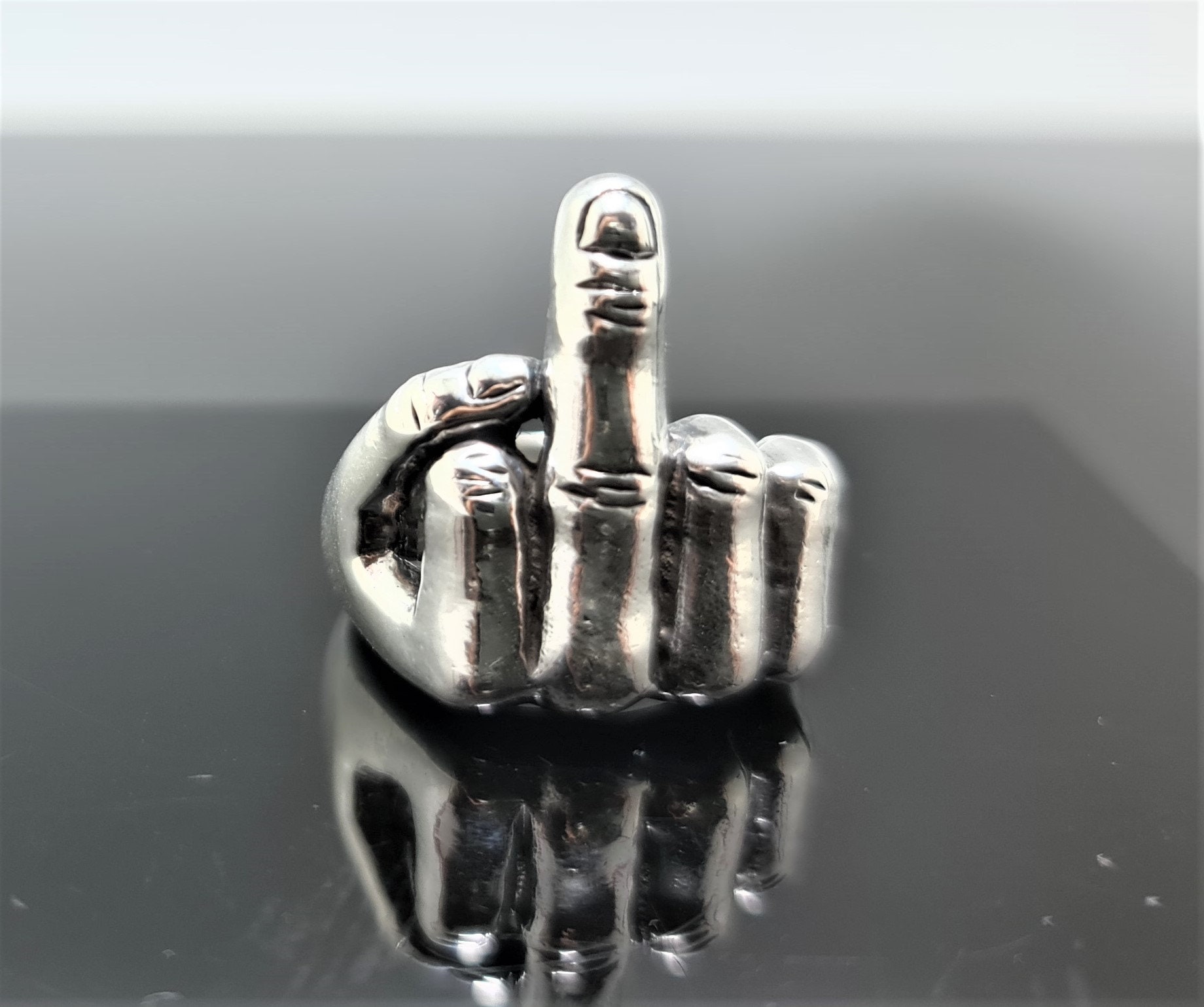 FTW Middle Finger Rings - 316L Stainless Steel Silver Color Unisex Finger  Ring | eBay
