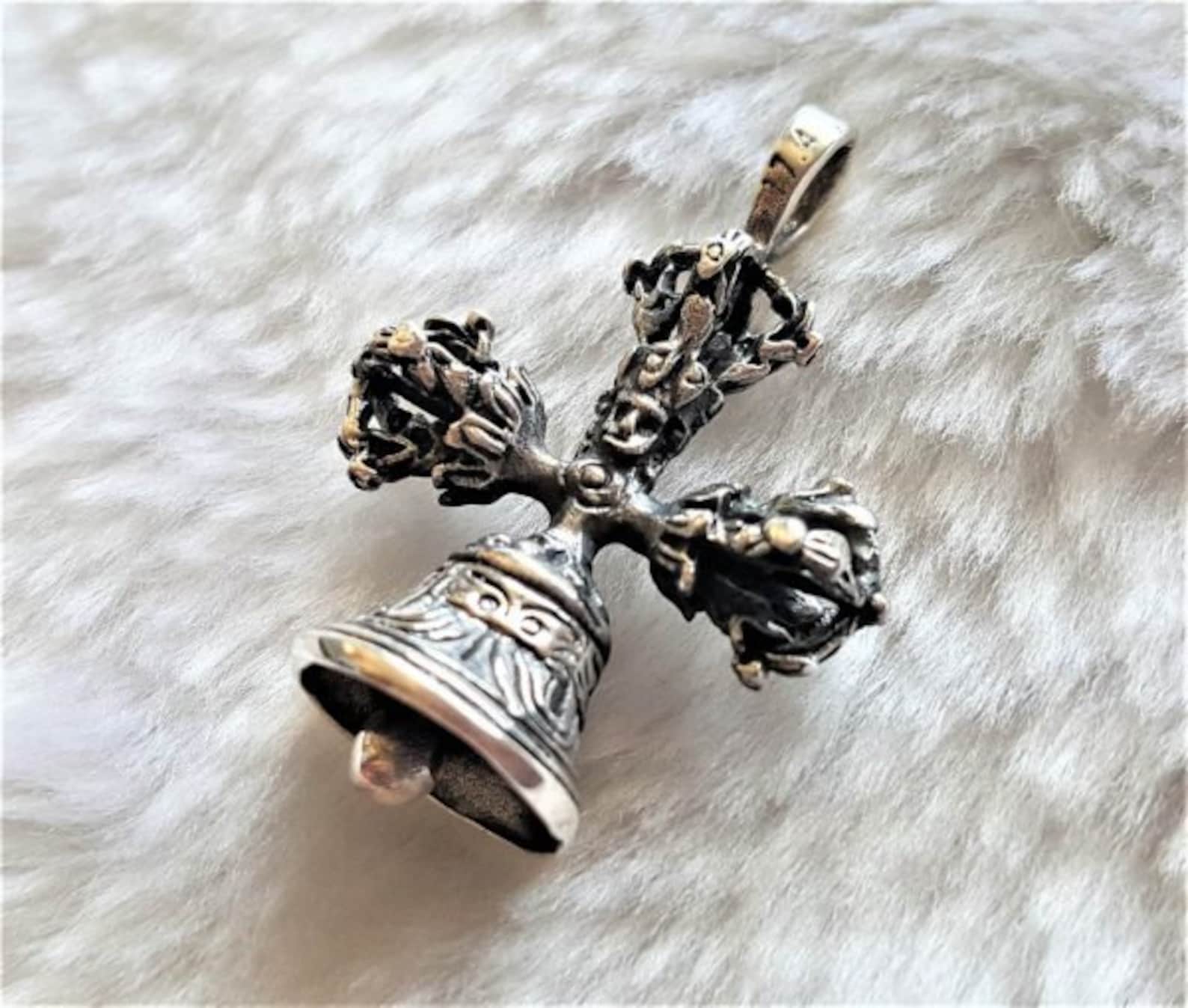 3 Perline Dorje Tibetane In Argento 925, Forma Campana, 18x7mm, Foro 3mm, Per Bracciali E Collane Fai Da Te