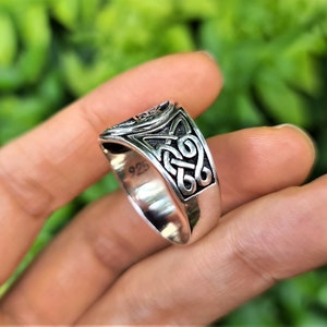 Celtic Cross Ring 925 Sterling Silver Trinity Celtic Knot Sacred Symbol ...
