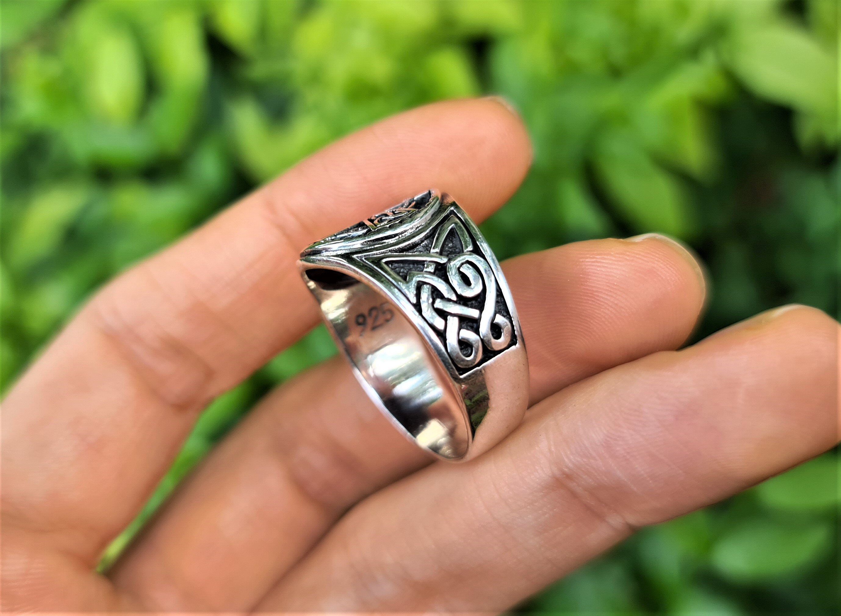 Anello in argento Sterling 925 con rune vichinghe, stile nordico, amuleto, per uomo e donna, taglia 7-9, Argento sterling, Nessuna pietra preziosa