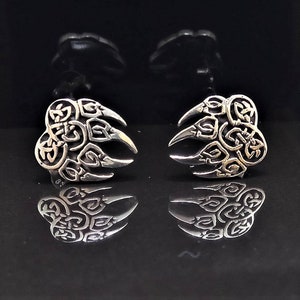 Wolf Paw Claw Stud Earrings STERLING SILVER 925 Viking Talisman Protective Celtic Amulet Sacred Symbol