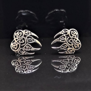 Wolf Paw Claw Stud Earrings STERLING SILVER 925 Viking Talisman Protective Celtic Amulet Sacred Symbol