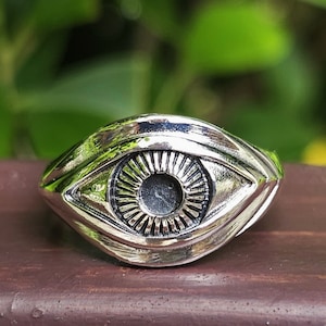 All Seeing Eye Ring STERLING SILVER 925 Eye of Providence Evil Eye Protection Amulet Ancient Symbol
