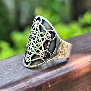 Metatron Cube Ring STERLING SILVER 925 Sacred Geometry Archangel ...