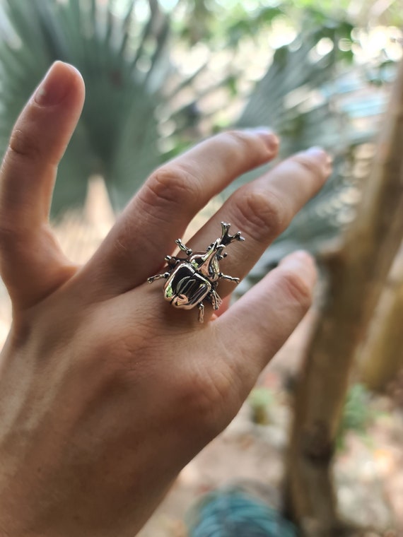 Anello Rinoceronte In Argento Sterling Fatto A Mano: Gioielli Punk Da Motociclista - Italia - Foto 7