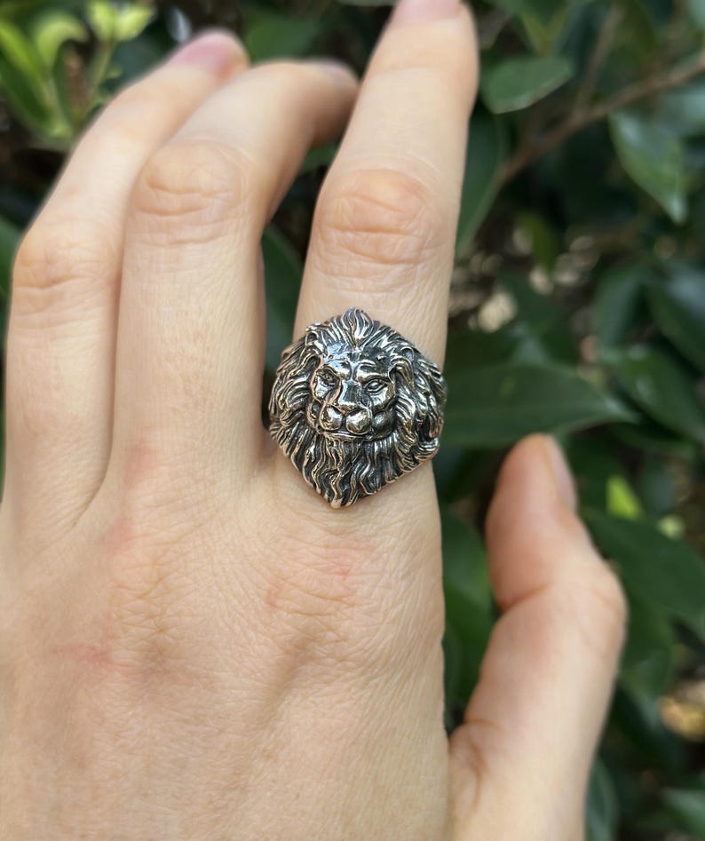 Lion Ring 925 STERLING SILVER Massive LION Head Royal Power Leo Lion King Royal Talisman image 4