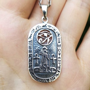 Eye of Ra Pendant 925 STERLING SILVER Sekhmet Goddess Ankh Pyramid Sacred Ancient Egyptian Symbols Occult Talisman Amulet
