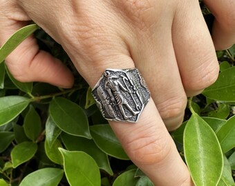 偉大なトート神のリング スターリングシルバー 925 古代エジプトの月と