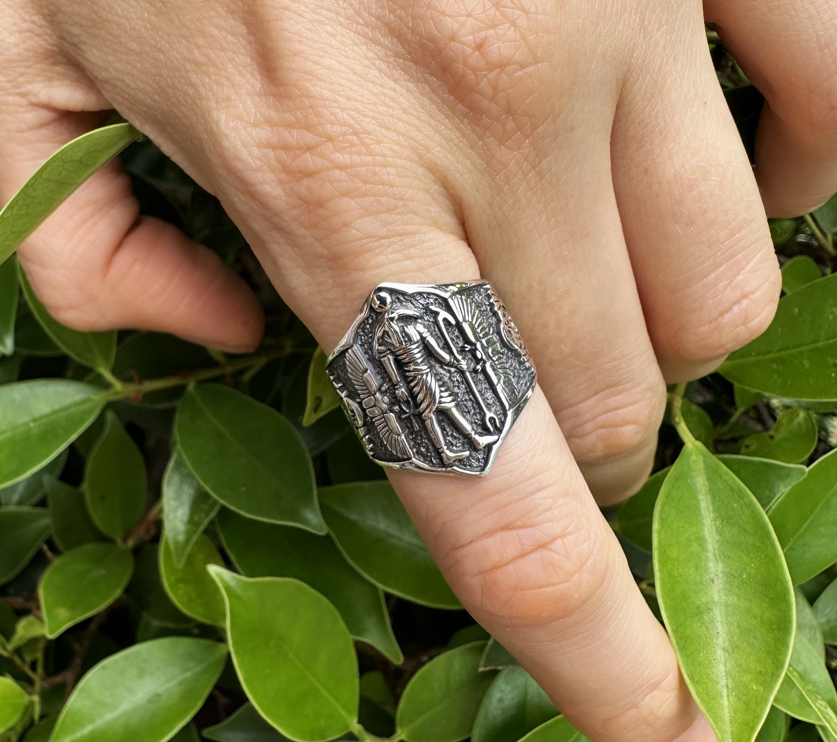 偉大なトート神のリング スターリングシルバー 925 古代エジプトの月と