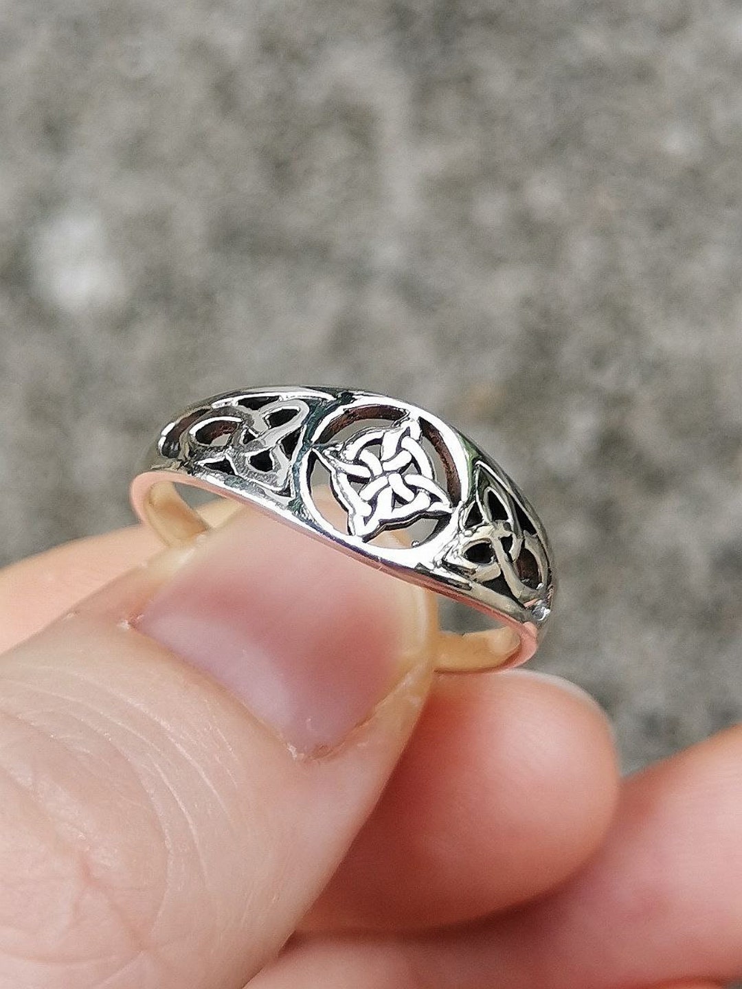 Bague Nœud Sorcière Ajustable - Design Celtique Quaternaire En Acier Inox - Anneau Ouvert - Style Mystique