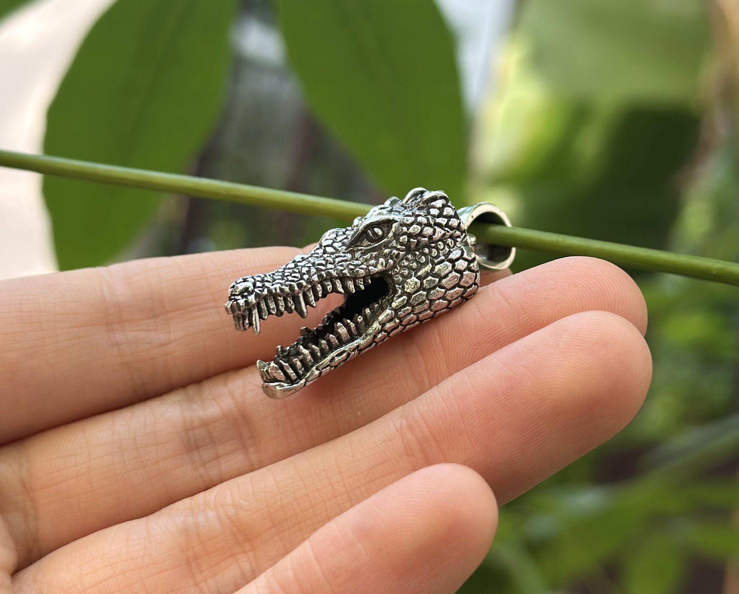 ネックレス Silver925 Crocodile head pendant top Crocodile Head Pendant STERLING SILVER 925 Alligator Teeth
