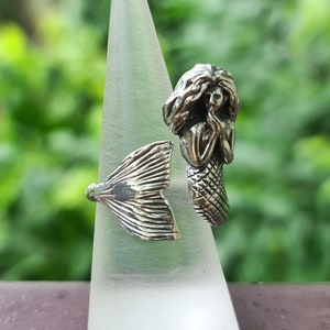 Mermaid Ring STERLING SILVER 925 Siren Ocean Creature Unique Silver Nautical Good luck Beach Charm Gift