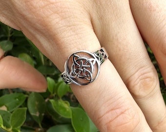 Bague noeud de sorcière en argent sterling 925 Talisman de protection amulette magique occulte symbole sacré de l'unité et du noeud magique infini